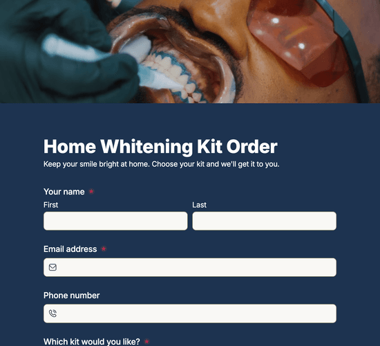 Home Whitening Kit Order Form