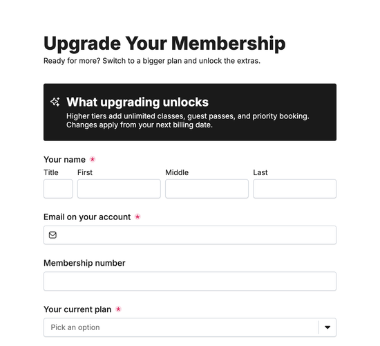Membership Upgrade Request Form