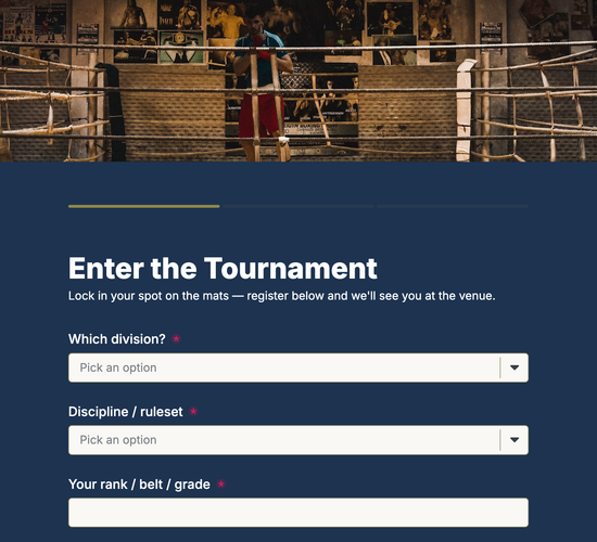 Martial Arts Tournament Registration Form