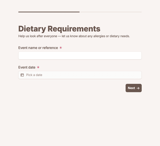 Dietary Requirements Form