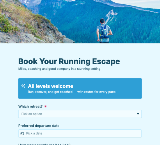 Running Retreat & Training Camp Booking Form