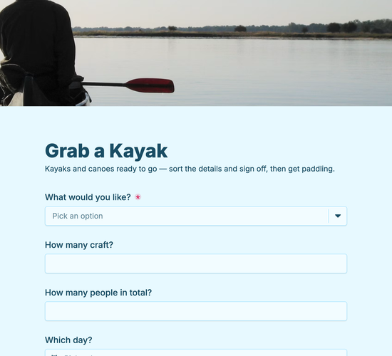 Kayak & Canoe Hire & Waiver Form