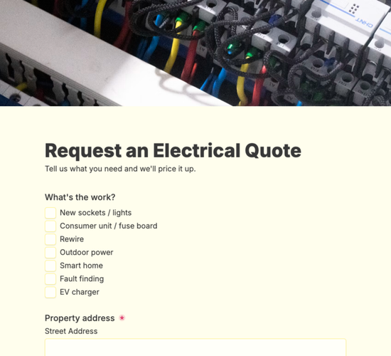 Electrical Quote Request Form