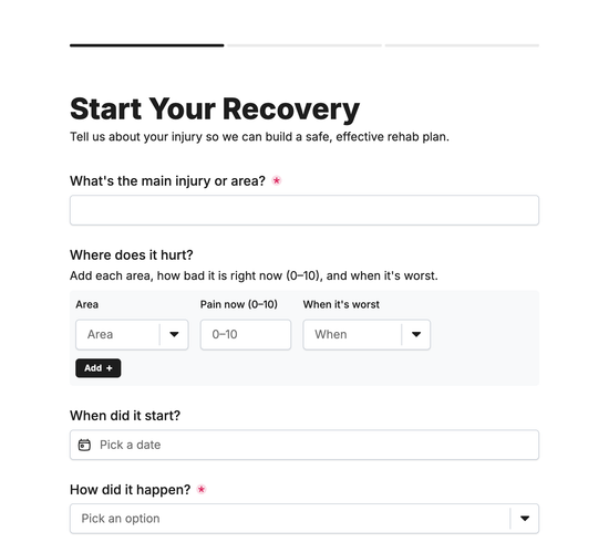 Sports Injury Rehab Intake Form