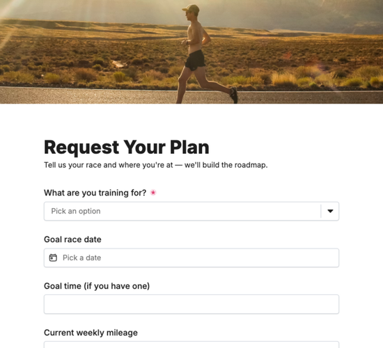 Personalized Training Plan Request Form