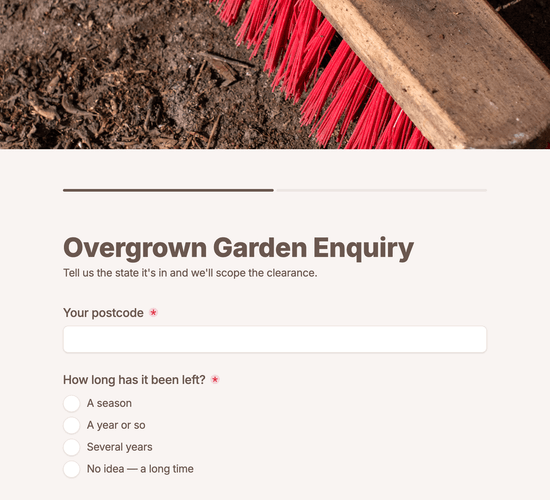Overgrown Garden Clearance Enquiry Form