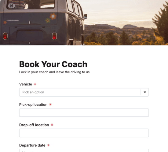 Private Coach Booking Form