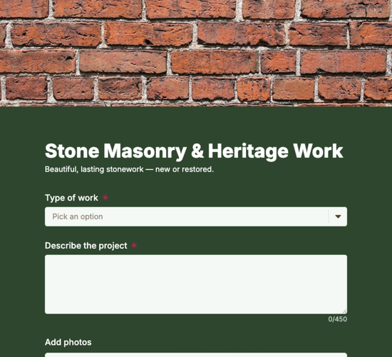 Stone Masonry Inquiry Form