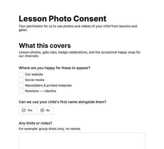 Learn-to-Swim Photo & Media Consent Form