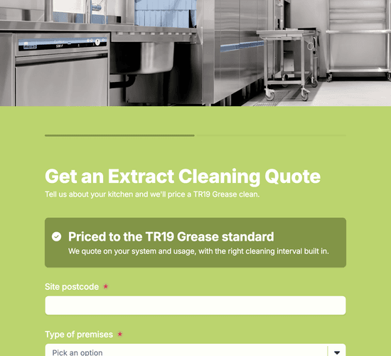 Kitchen Extract Cleaning Quote Form