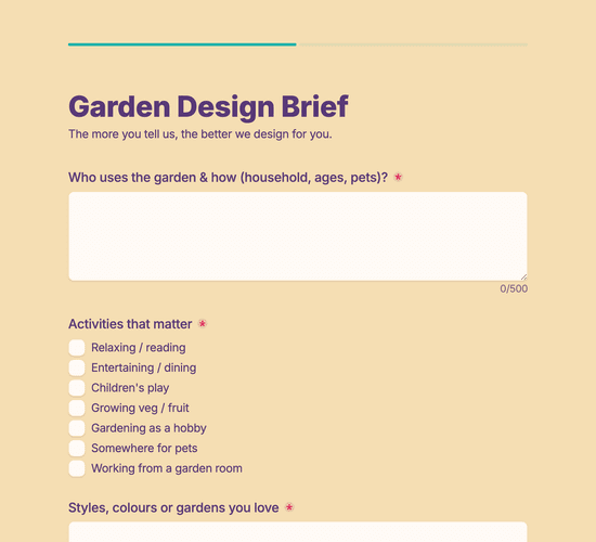 Garden Design Brief Questionnaire