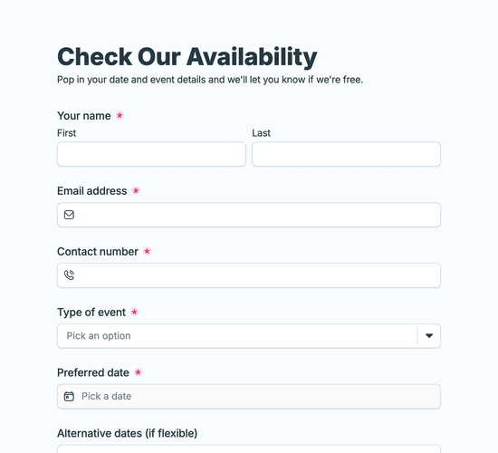 Venue Availability Check Form
