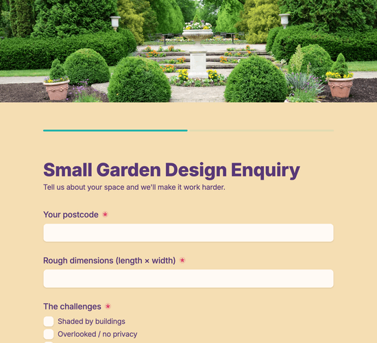 Small Garden & Courtyard Design Enquiry
