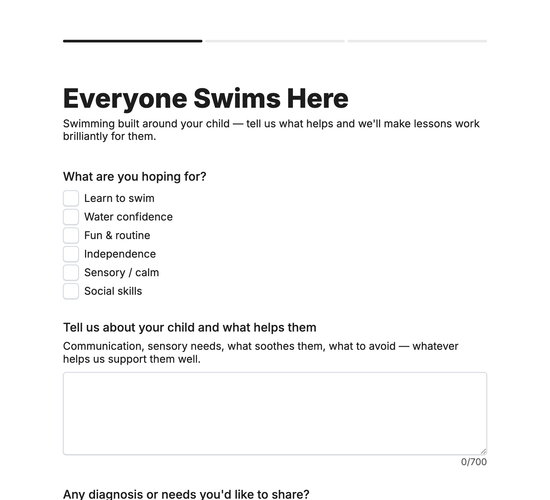 SEN & Additional-Needs Swimming Intake Form