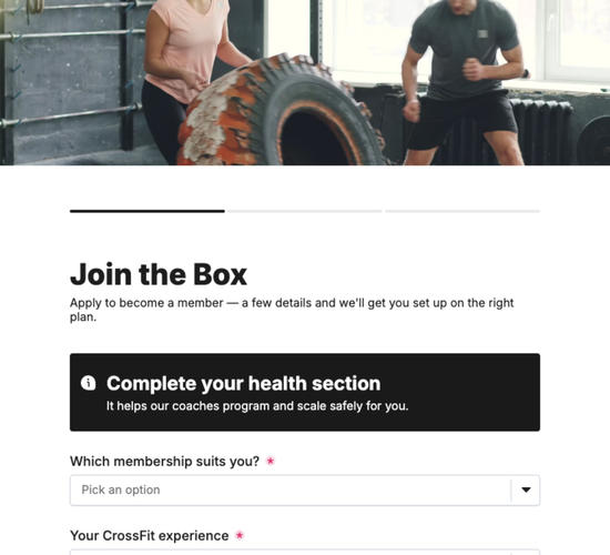 CrossFit Box Membership Application Form