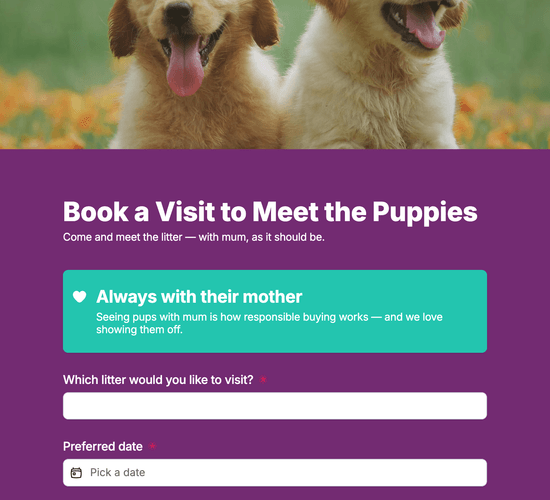 Puppy Visit Booking Form