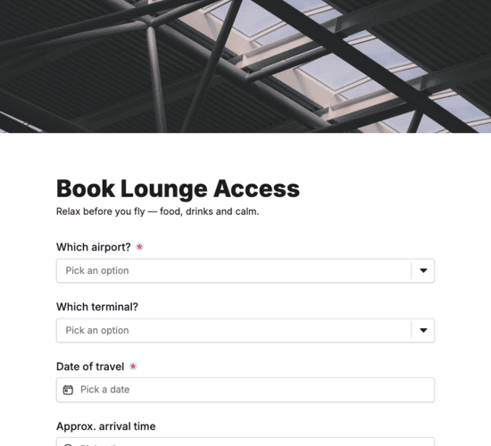 Airport Lounge Access Booking Form