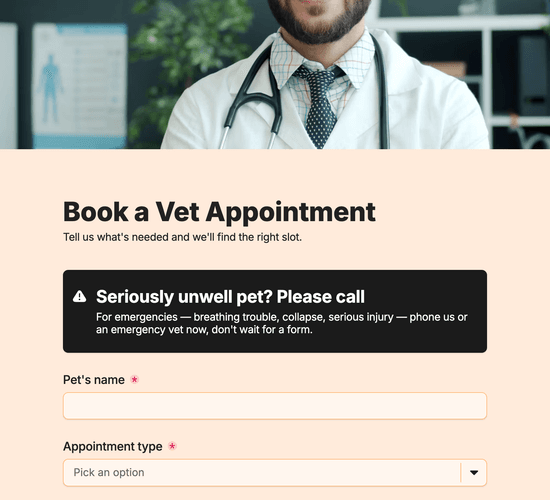 Vet Appointment Booking Form