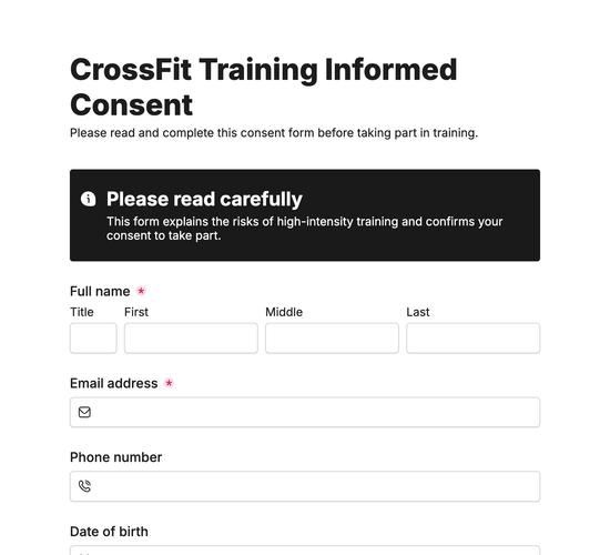 CrossFit Training Informed Consent Form
