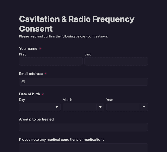 Cavitation & Radio Frequency Consent Form