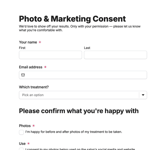 Salon Photo & Marketing Consent Form