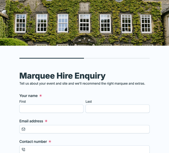 Marquee Hire Enquiry Form