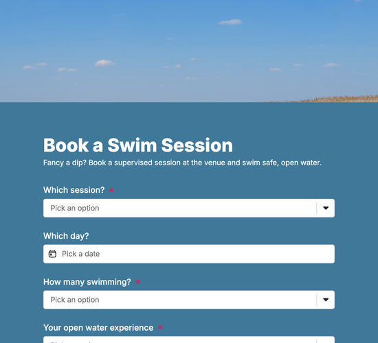 Open Water Venue Day-Session Booking Form