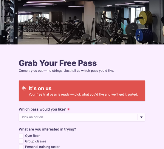 Free Trial Pass Request Form