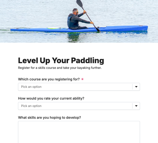 Kayak Skills Course Registration Form